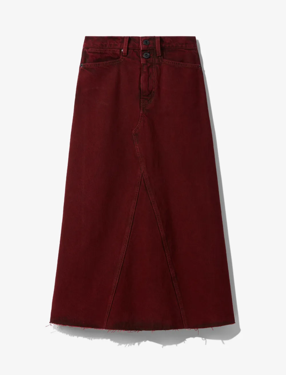 Image of Proenza Schouler White Label Bleached Denim Skirt burgundy bleach/red