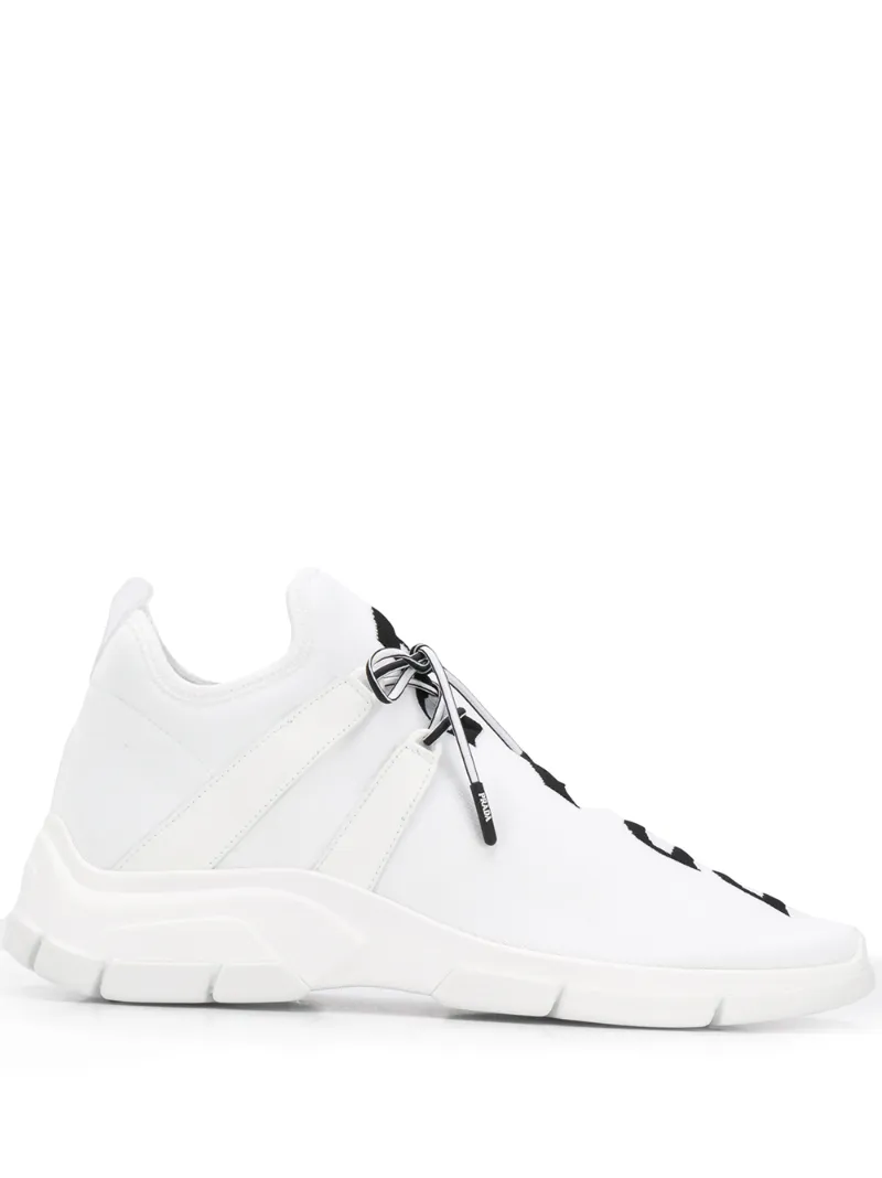 Prada – logo sock sneakers – men – Leather/Polyester/Rubber – 7, 6, 7.5, 11.5, 12 – White