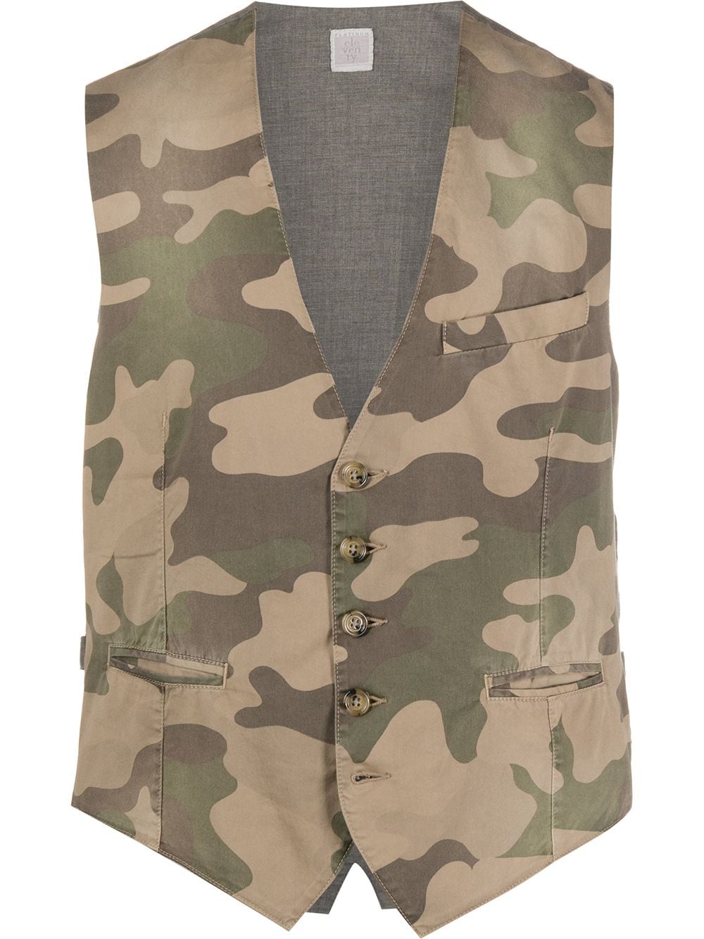 Eleventy Camouflage Panelled Waistcoat In Brown