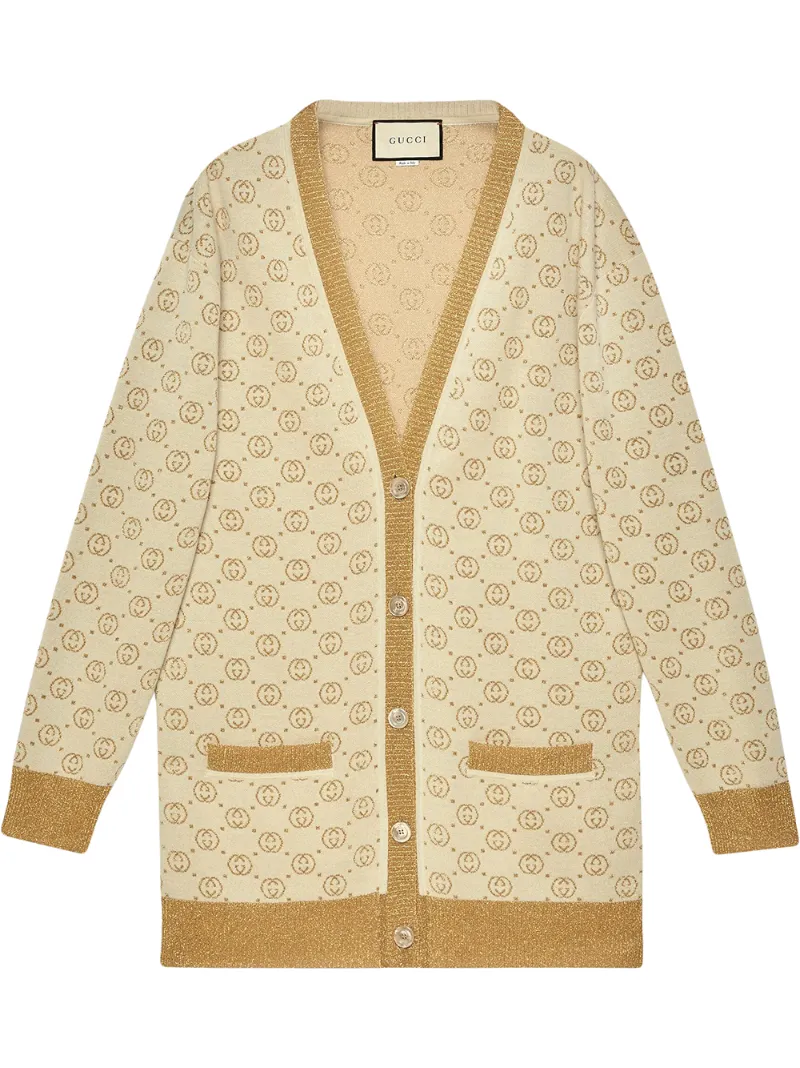 GUCCI GG PATTERN BUTTONED CARDIGAN