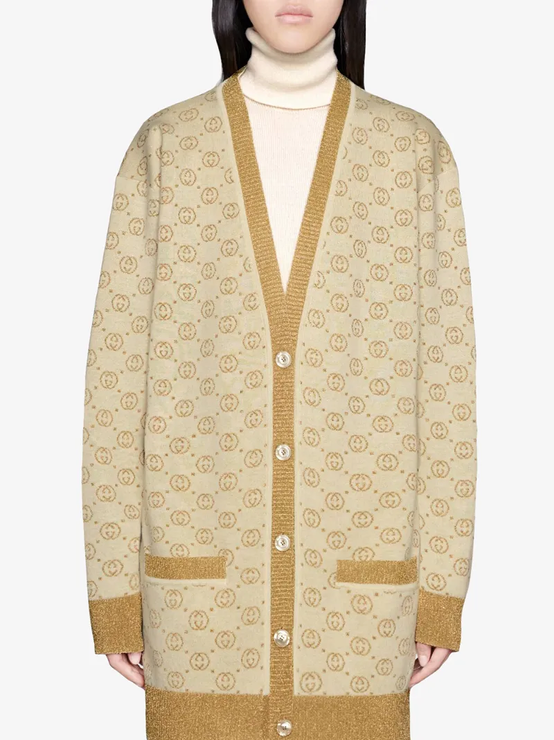 GUCCI GG PATTERN BUTTONED CARDIGAN