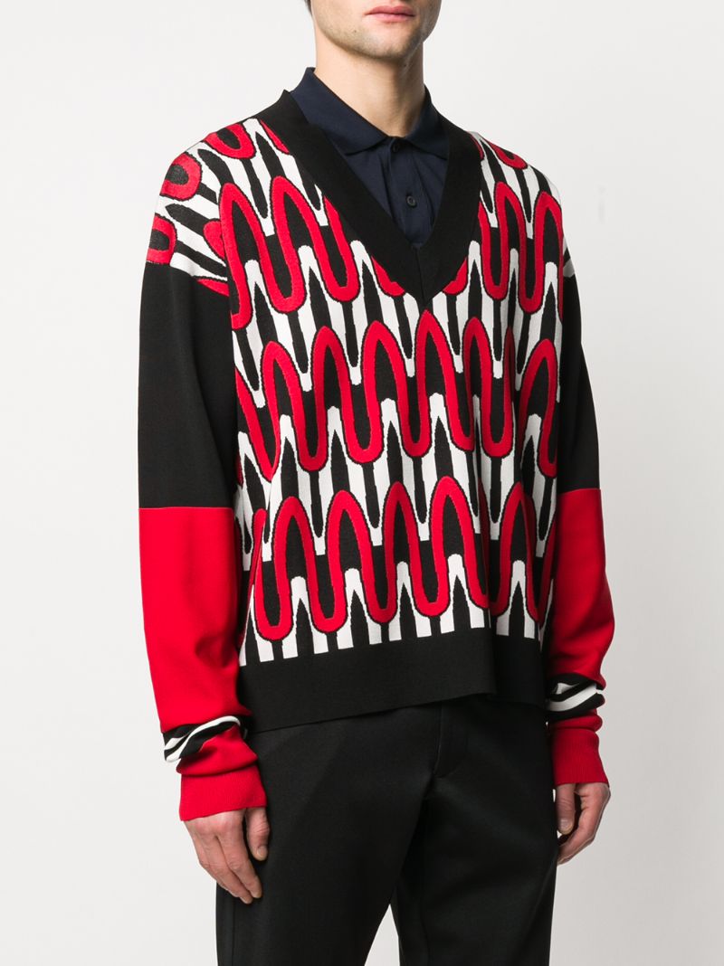 Shop Neil Barrett Geometric Knit Jumper In Black