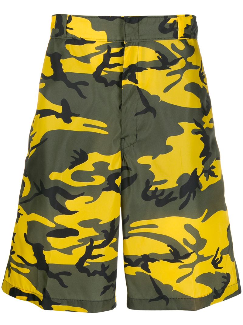 Prada Camouflage Bermuda Shorts In Green