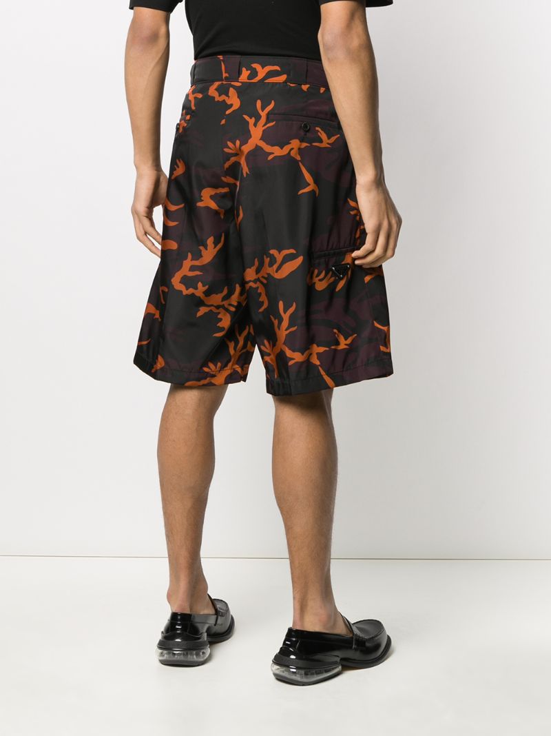 Shop Prada Camouflage Bermuda Shorts In Black