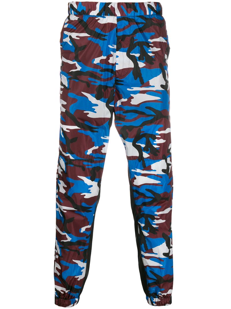Prada Camouflage Track Trousers In Red