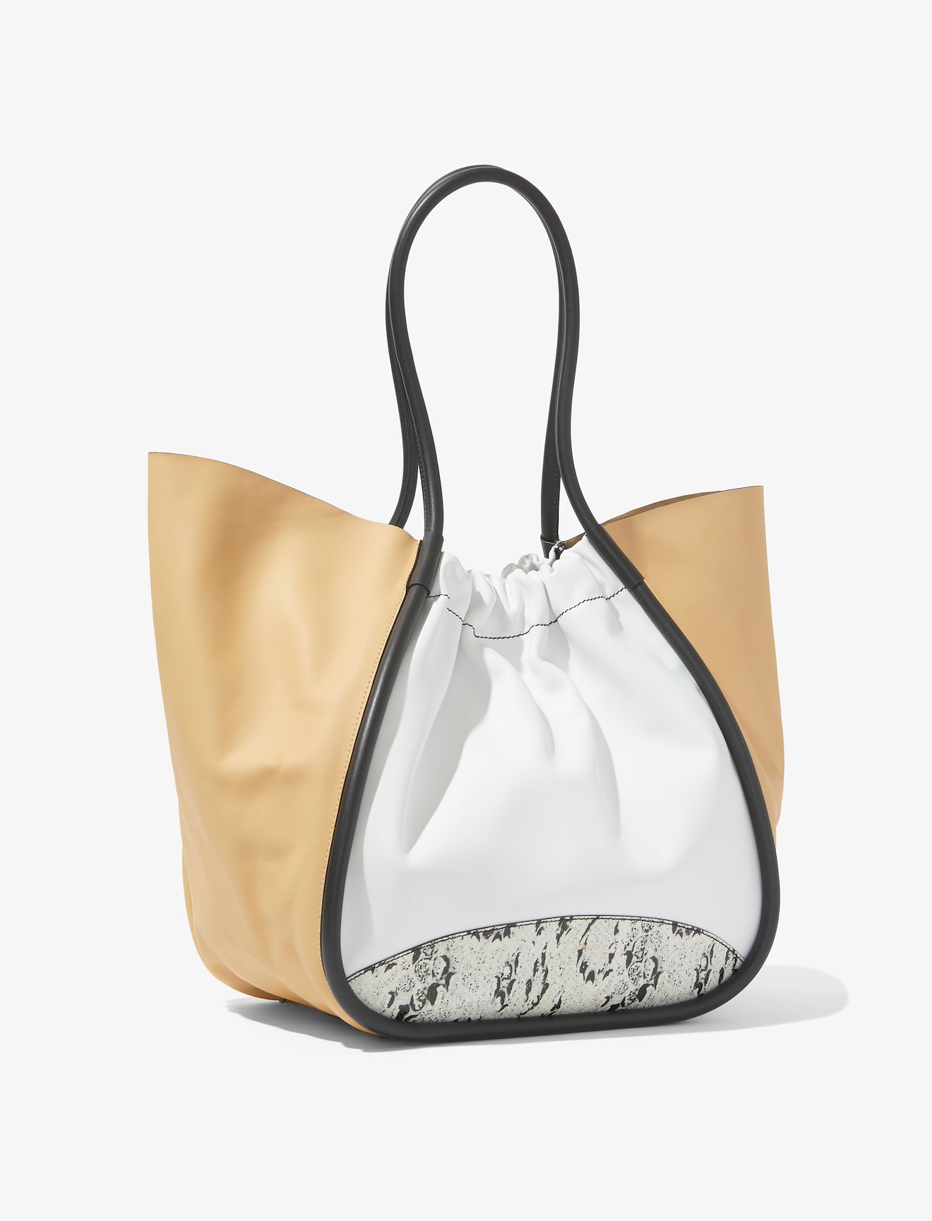 XL Snake Embossed Ruched Tote #1