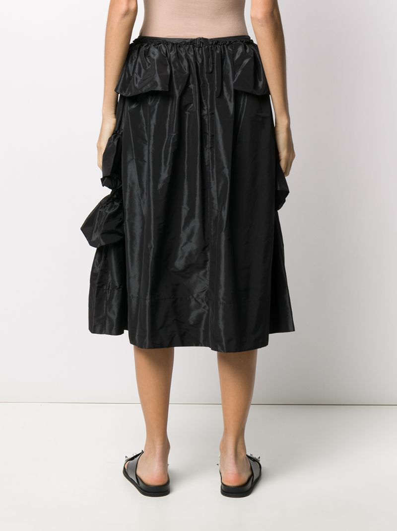 SIMONE ROCHA RUFFLED SATIN MIDI SKIRT 