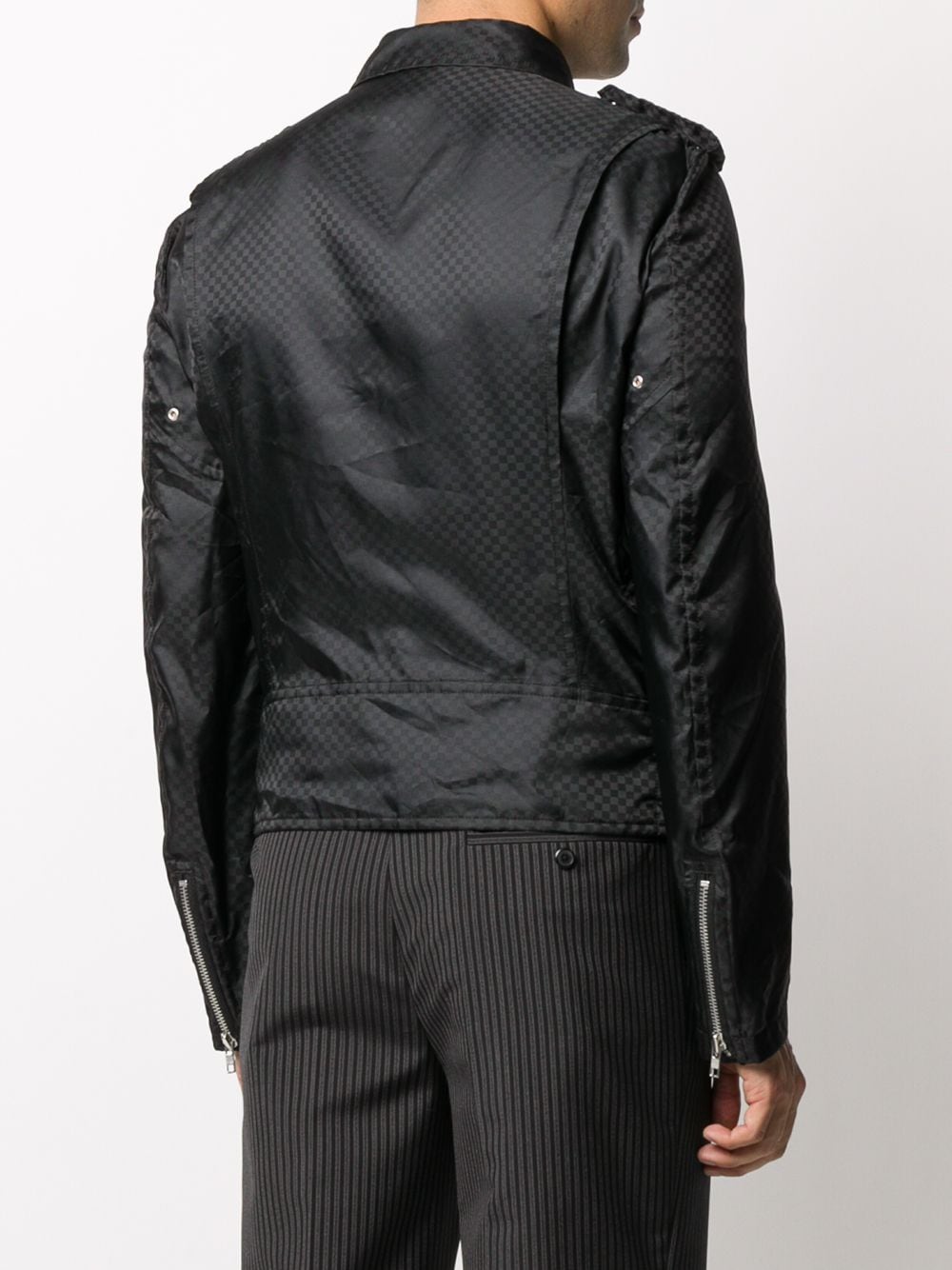 Shop Comme Des Garçons Homme Deux Checkerboard Biker Jacket In Black