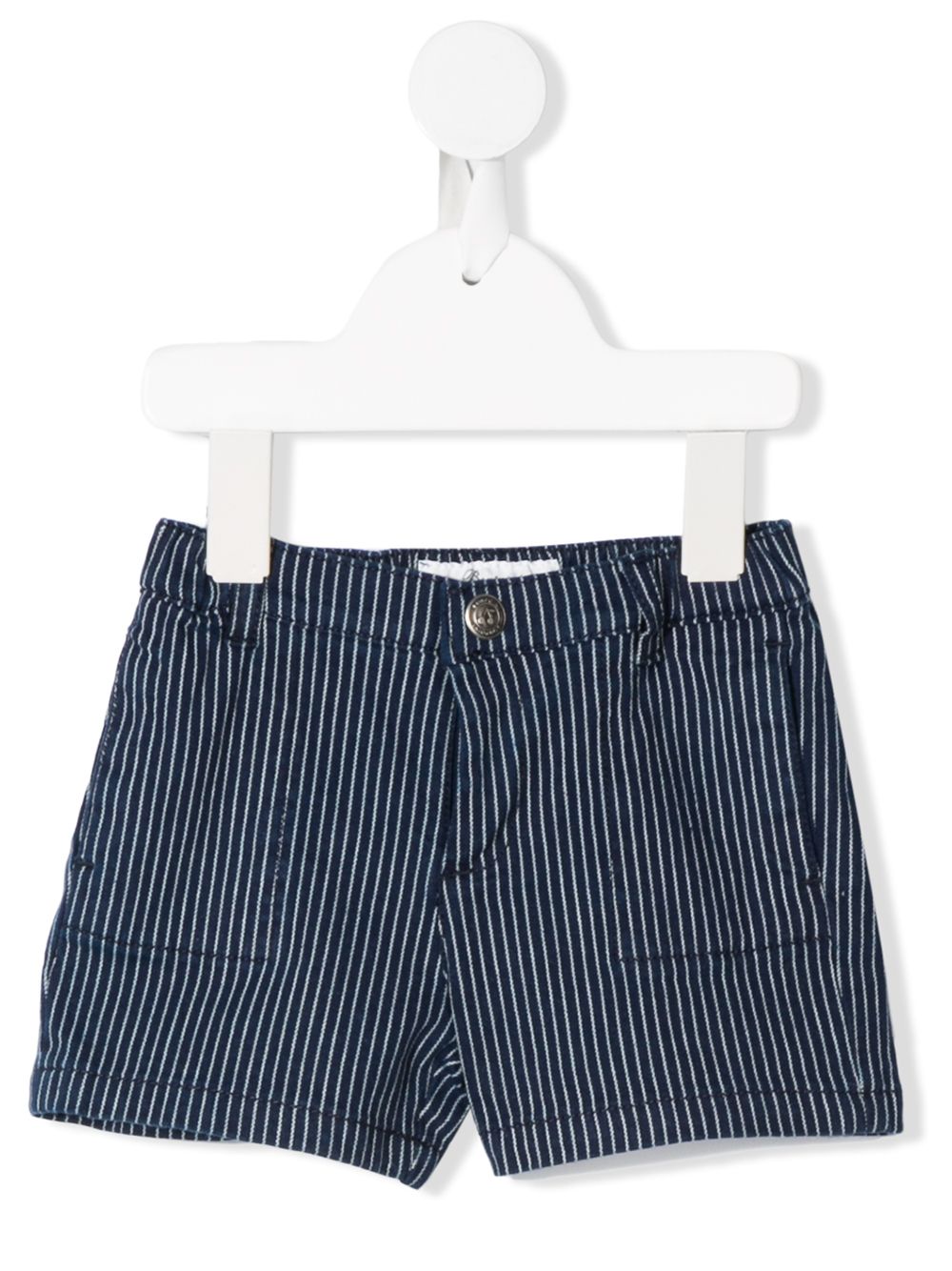 Shop Bonpoint Striped Fitted Shorts In Blue