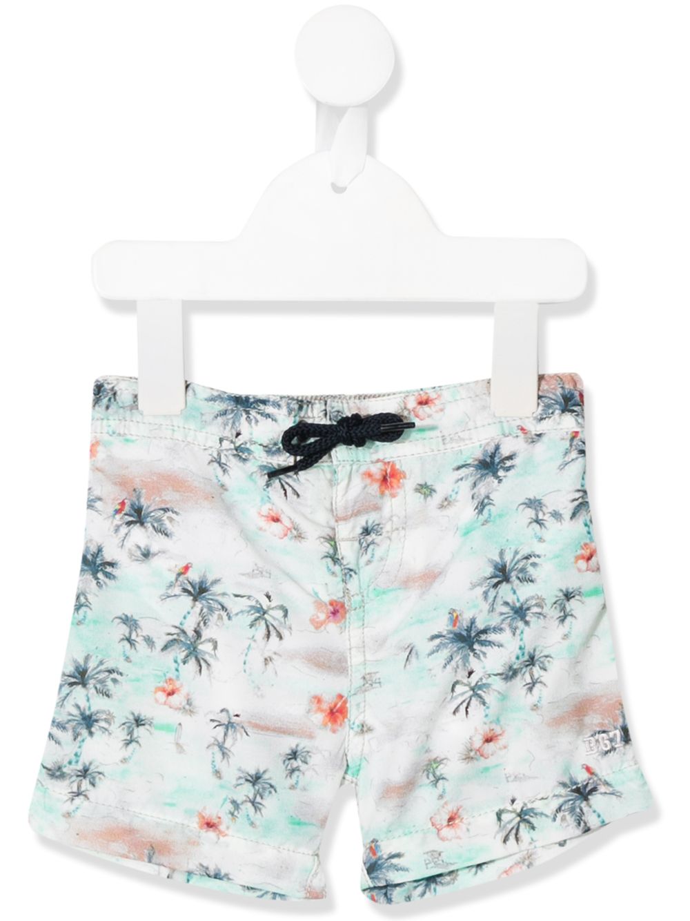 Shop Bonpoint Palm Tree Print Swim Shorts In White