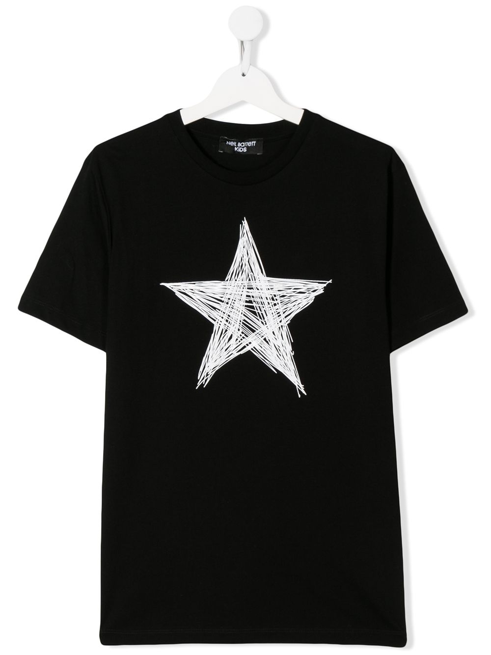 Neil Barrett Teen Star Doodle Print T-shirt In Black