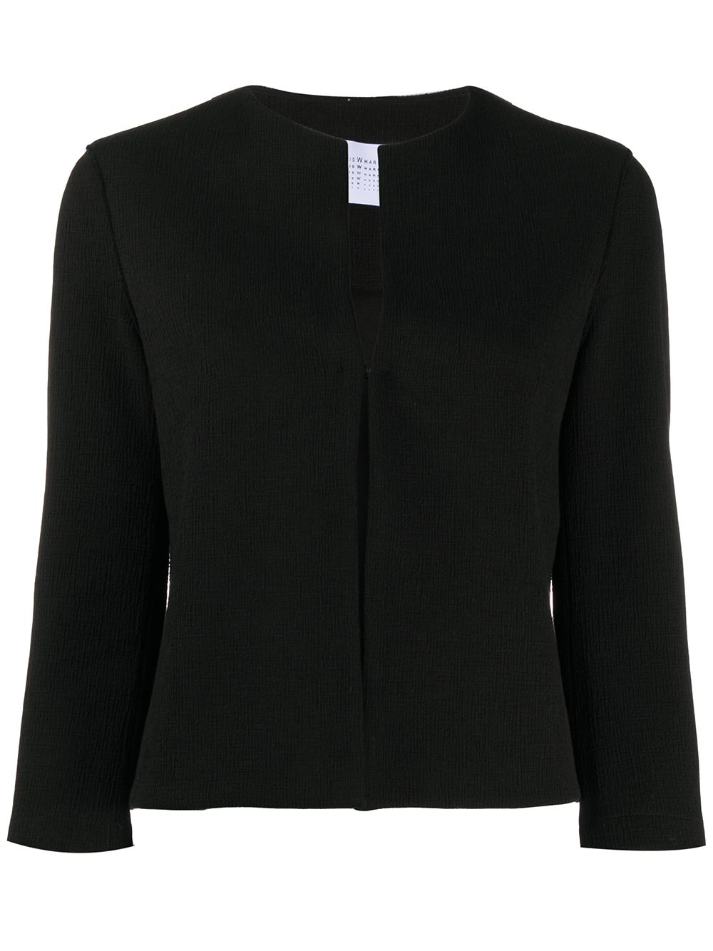 Shop Harris Wharf London Collarless Cropped Jacket In Black