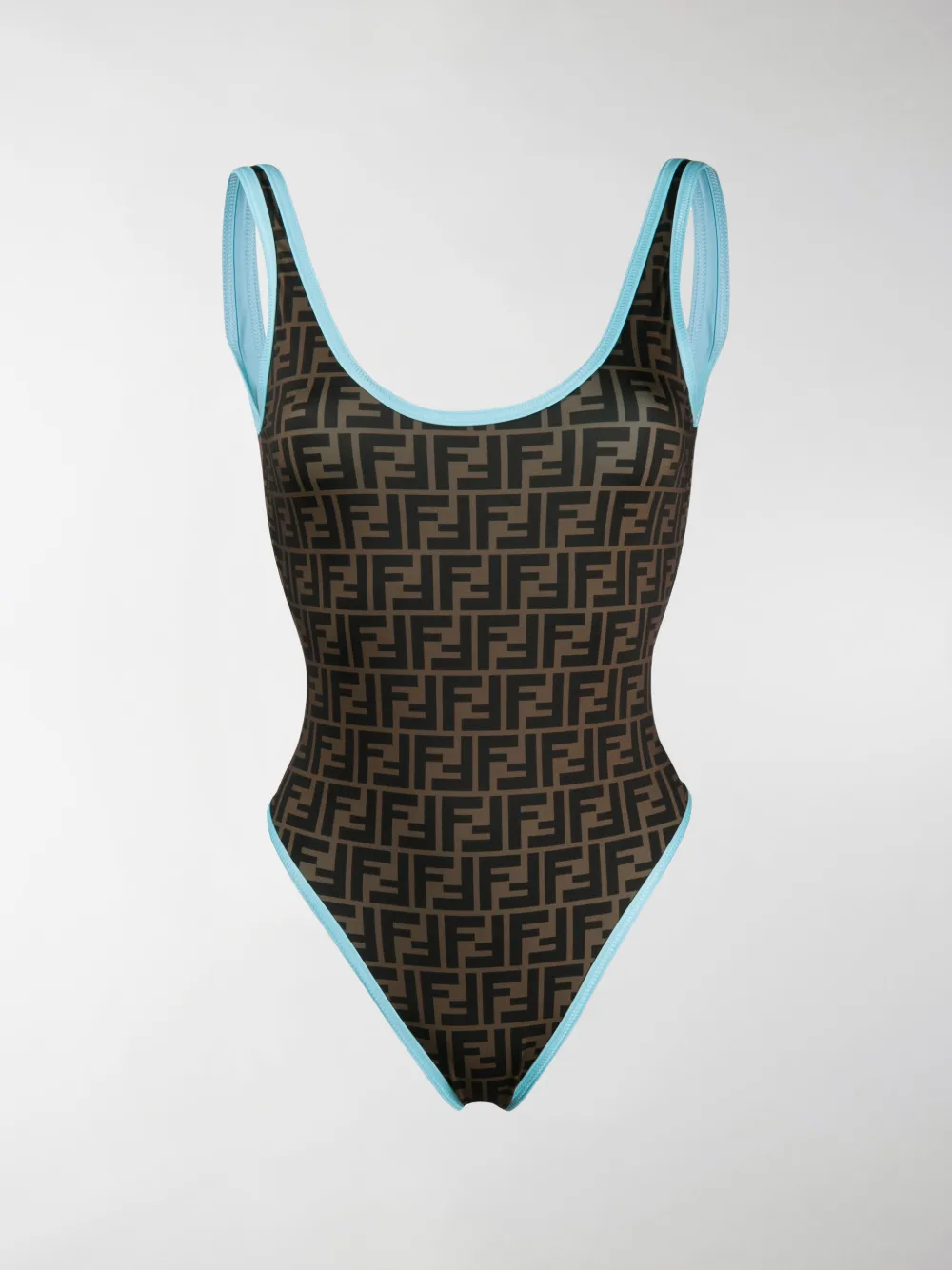 Fendi Reversible Monogram Swimsuit In Brown