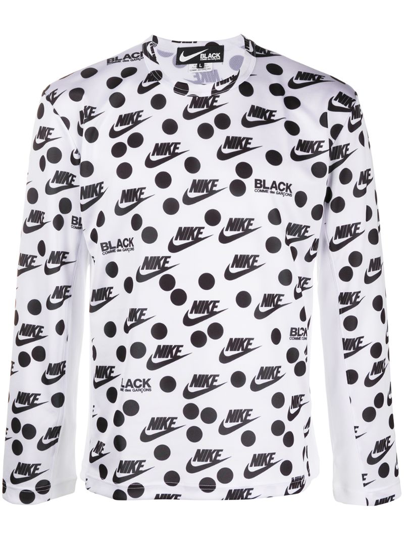 Comme Des Garçons Homme Deux X Nike Black Long Sleeved T-shirt In White