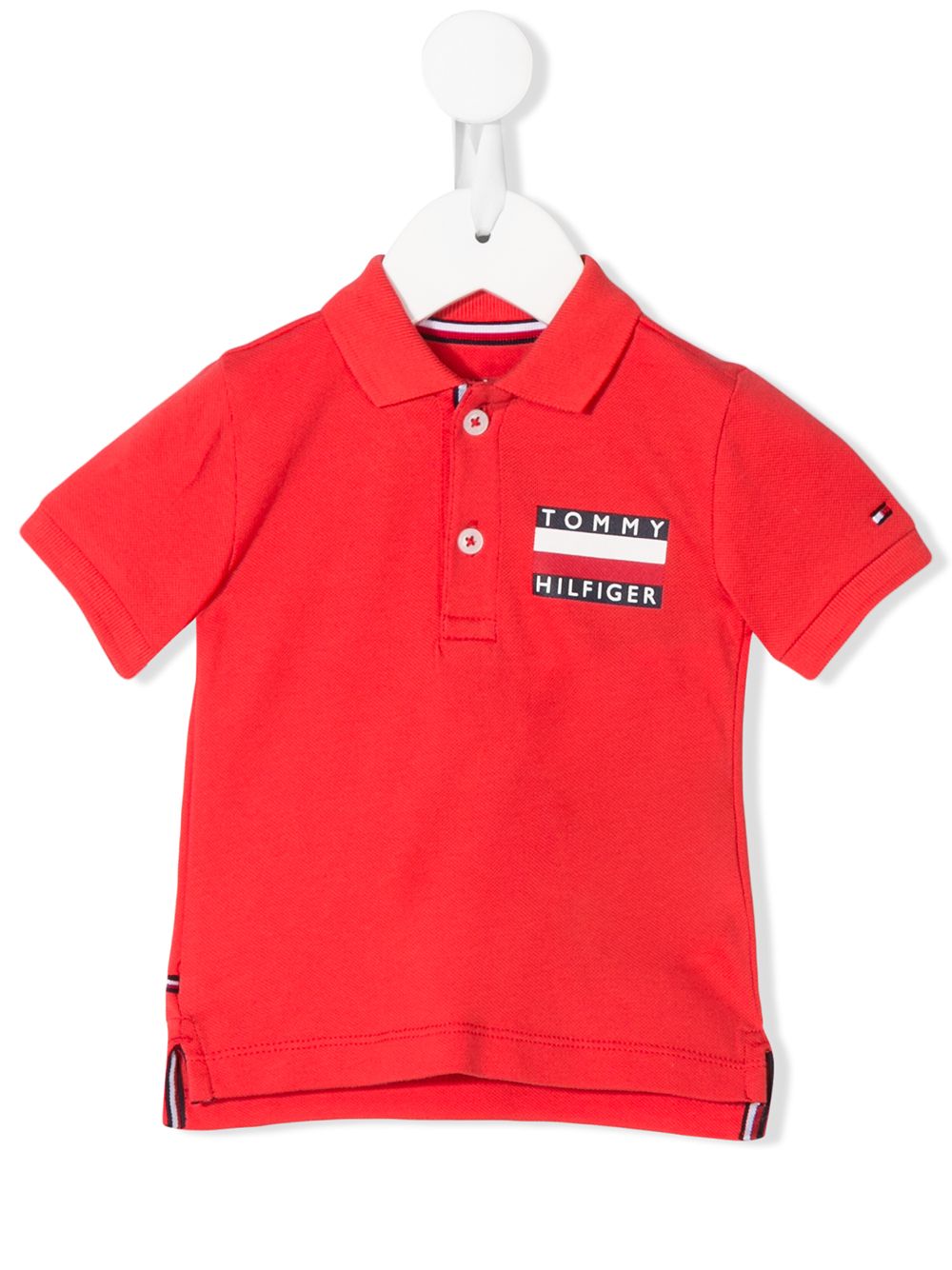 Tommy Hilfiger Junior Babies' Short-sleeved Logo-print Polo Shirt In Red