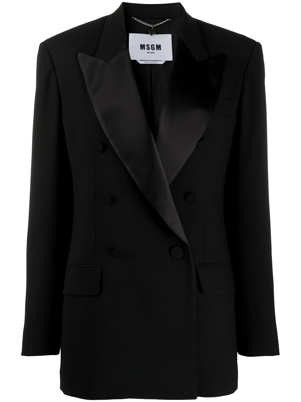 MSGM SATIN-LAPEL DOUBLE BREASTED BLAZER