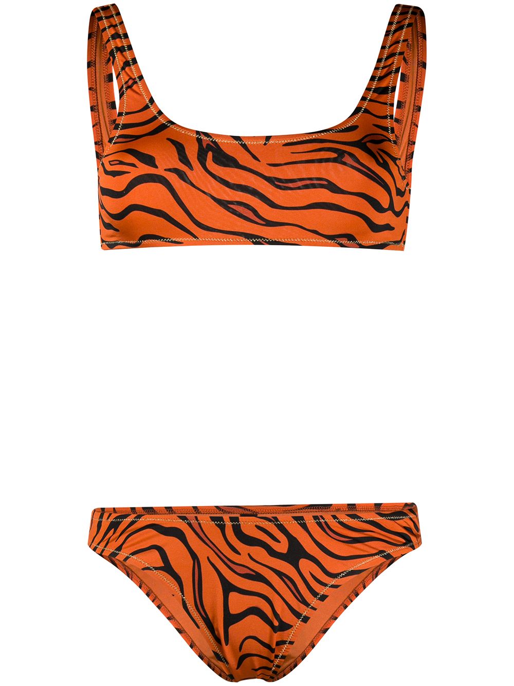 Reina Olga Zebra-print Bikini Set In Orange