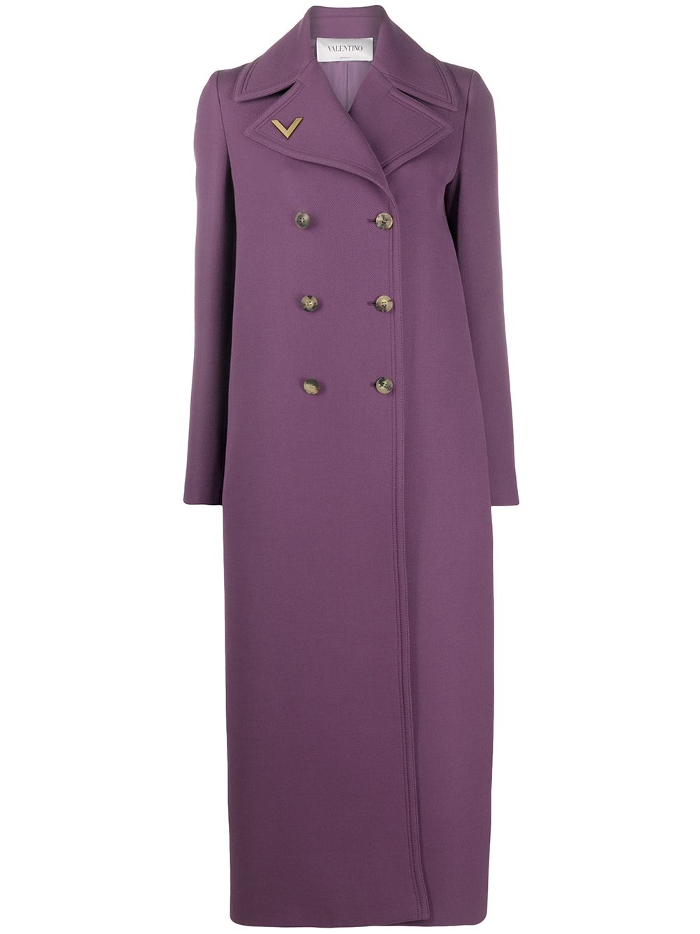 Valentino Vgold Double-breasted Coat In Purple