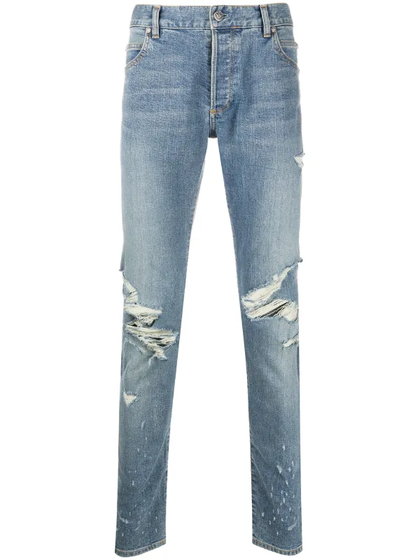 distressed balmain jeans