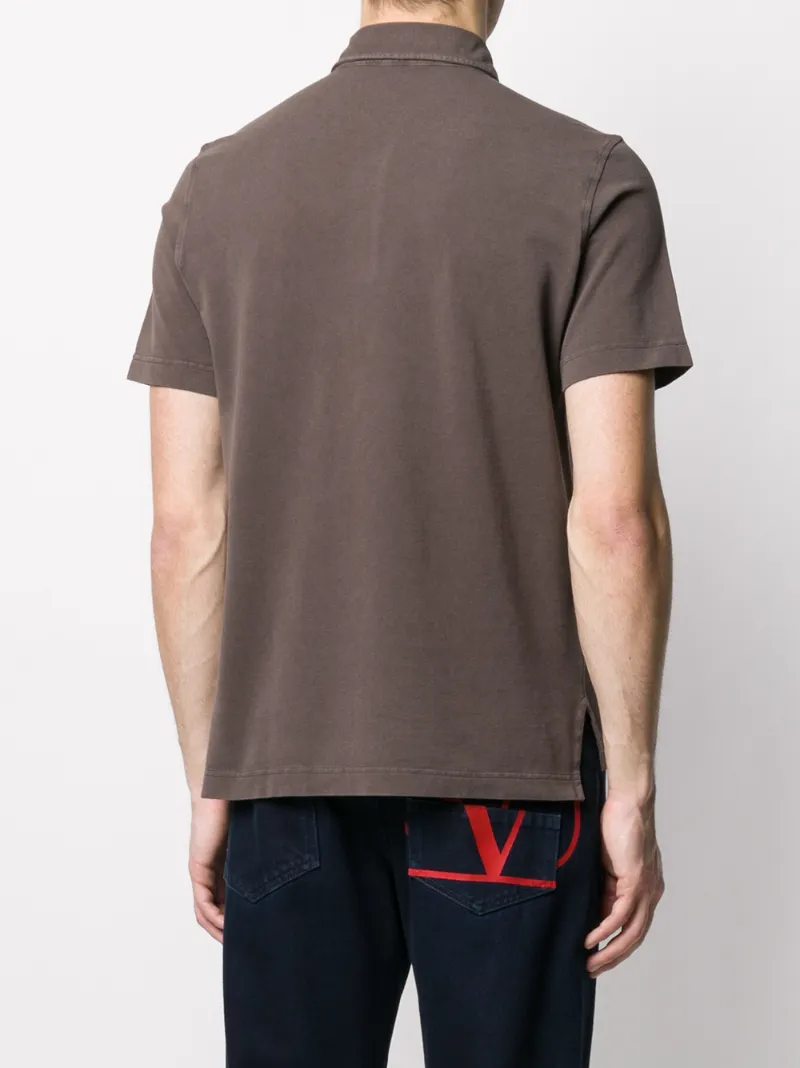 Drumohr Plain Short-sleeved Polo Shirt In Brown