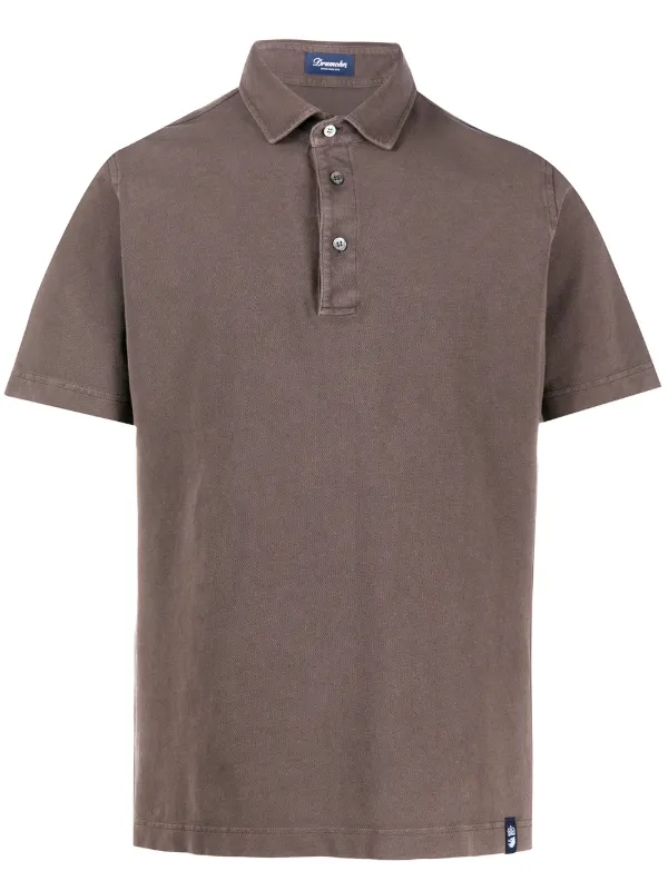 Drumohr Plain Short-sleeved Polo Shirt in Brown
