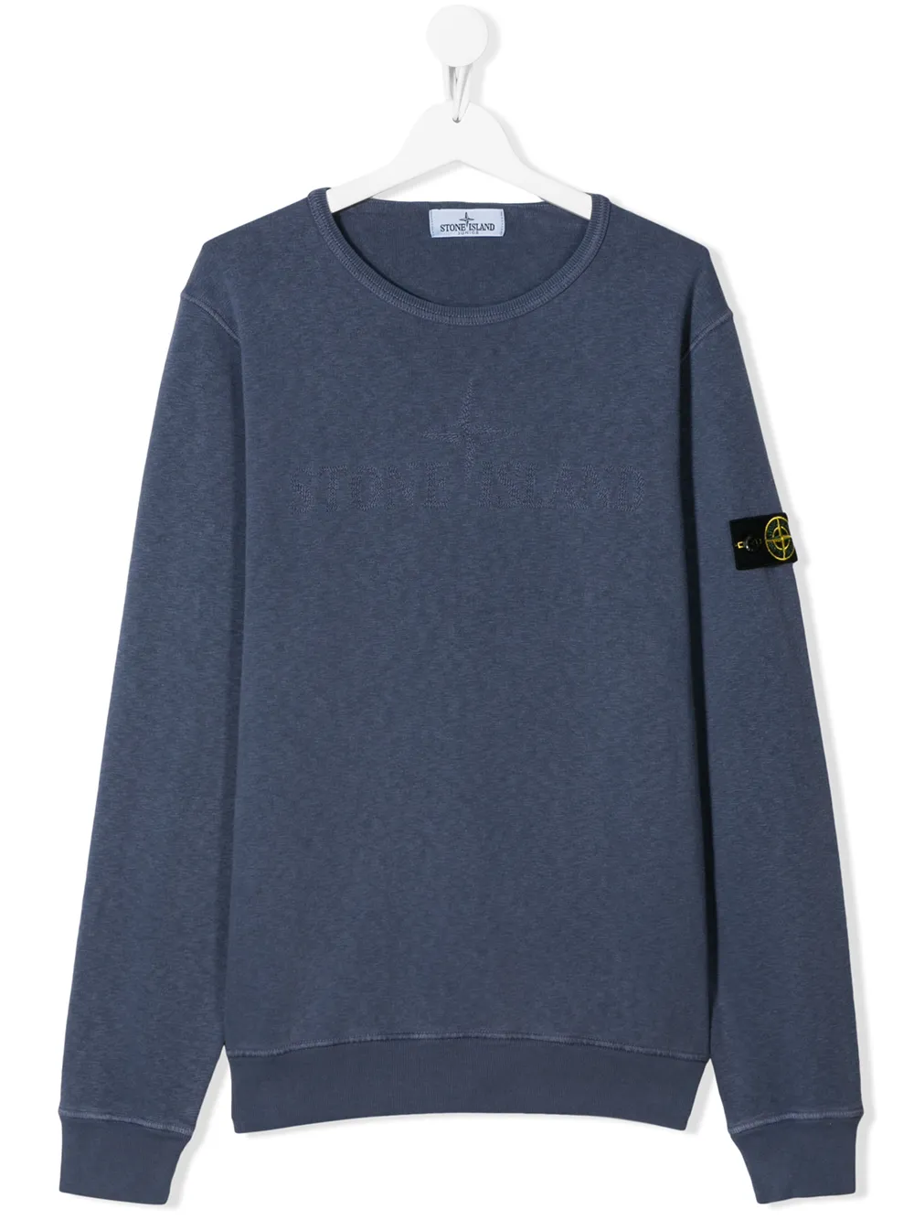 Stone Island Teen Logo Patch Sweatshirt In 蓝色