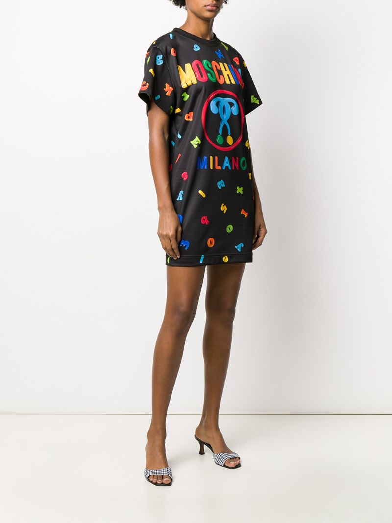 Shop Moschino Graphic Print Dress In Black