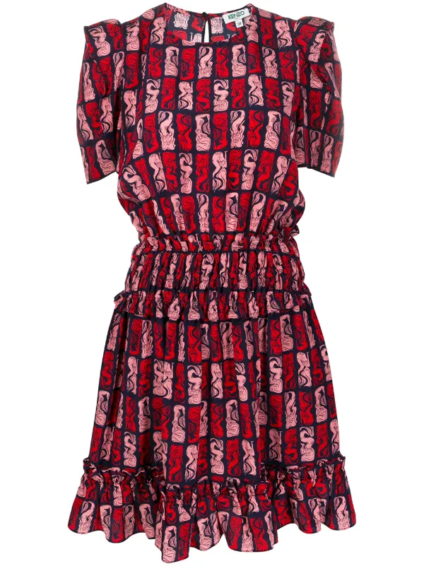 red kenzo dress