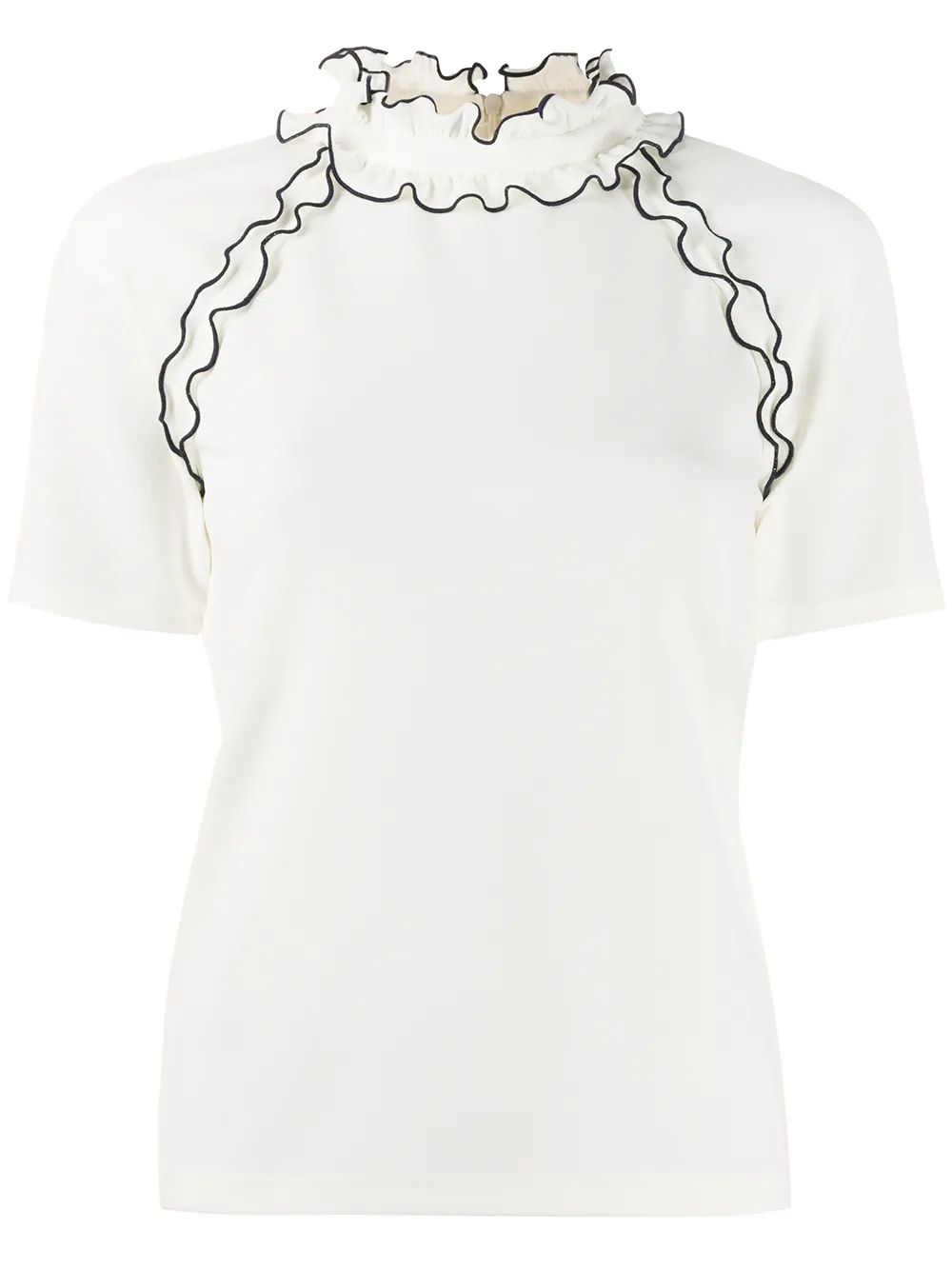 See By Chloé Ruffle Trim Mock Neck T In 大地色