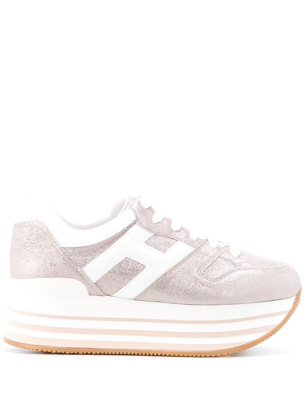 Hogan H222 Metallized Platform Sneakers In Pink