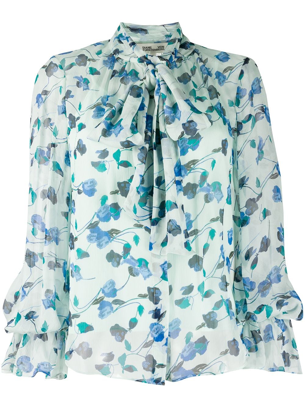 DIANE VON FURSTENBERG FLORAL BOW TIE SHIRT