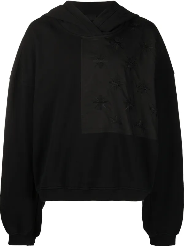 Shop black Haider Ackermann embroidered panel detail hoodie Shop black Haider Ackermann embroidered panel detail hoodie