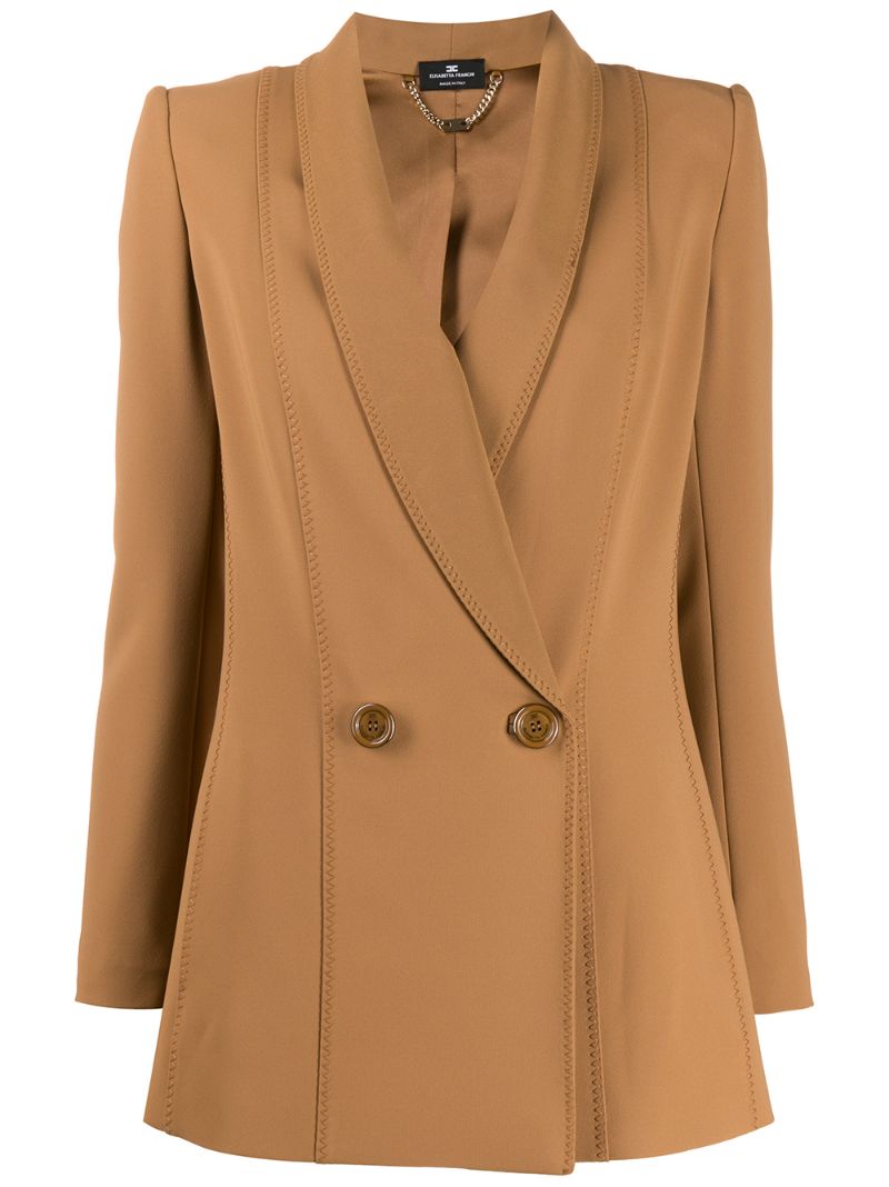 Elisabetta Franchi Fitted Double-breasted Blazer In Neutrals