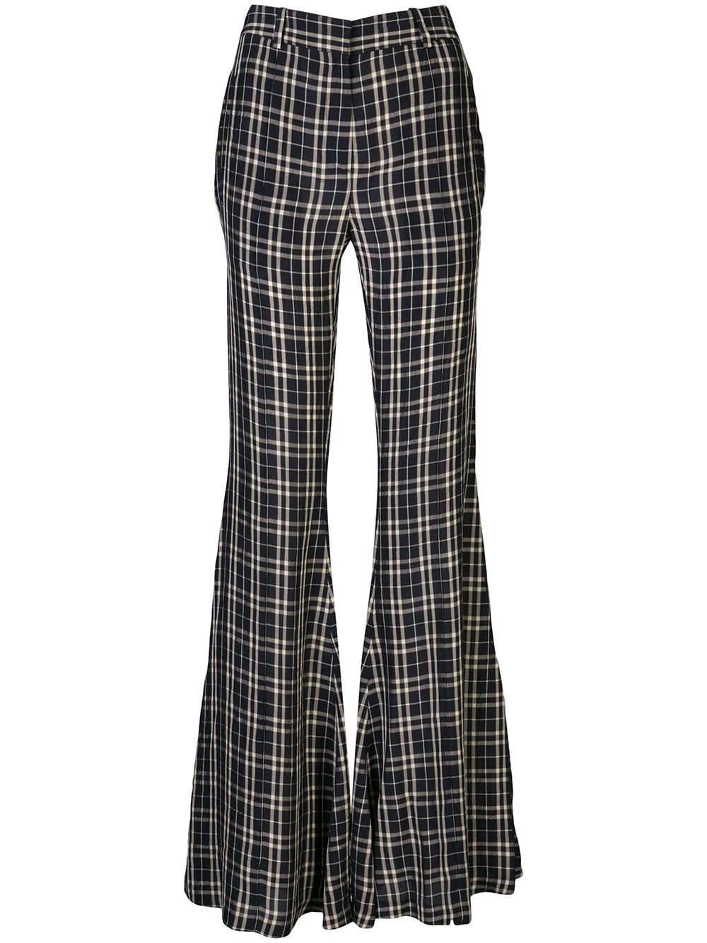 KHAITE STOCKARD CHECK FLARED TROUSERS