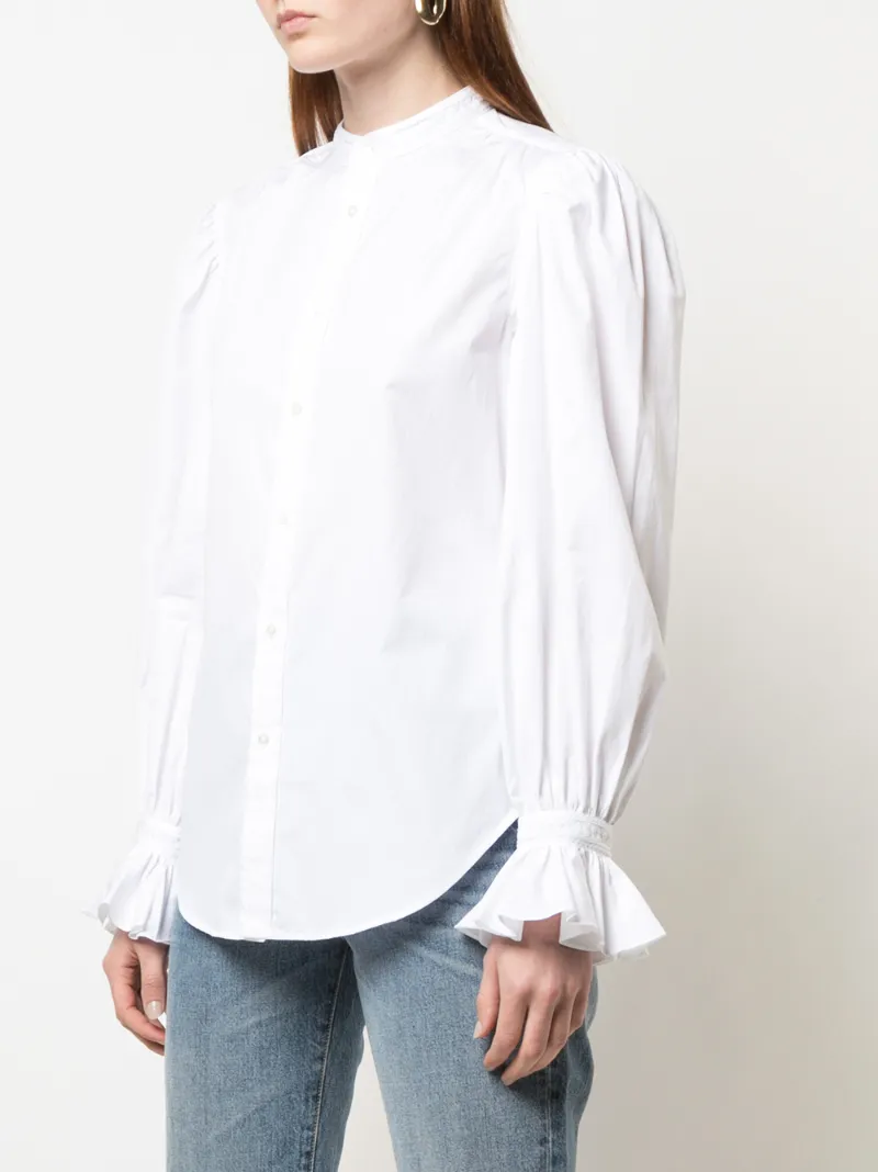 Polo Ralph Lauren Gretchen Ruffle Sleeve Cotton Button-up Shirt In ...