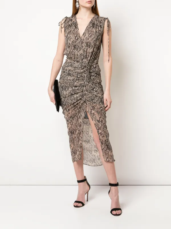 snakeskin print midi dress