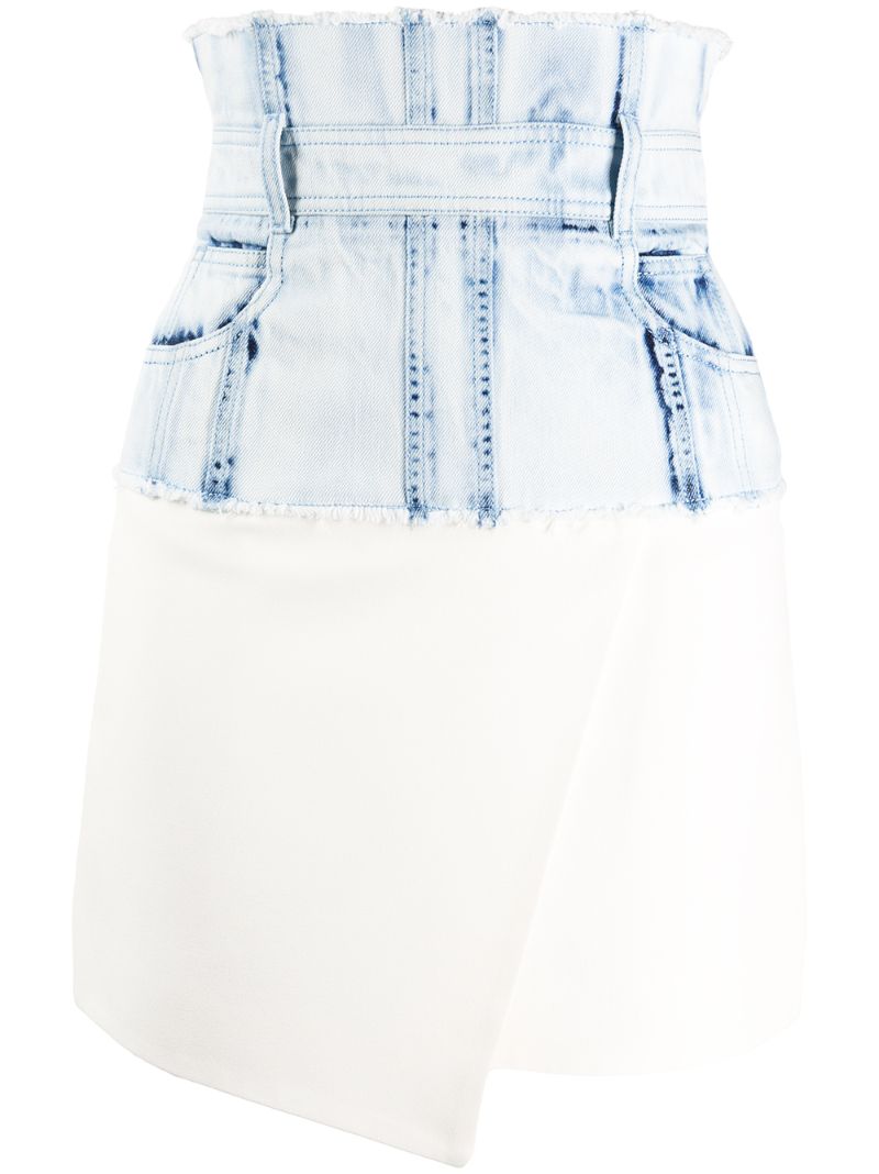 Shop Balmain High-waisted Asymmetric Skirt In Blue