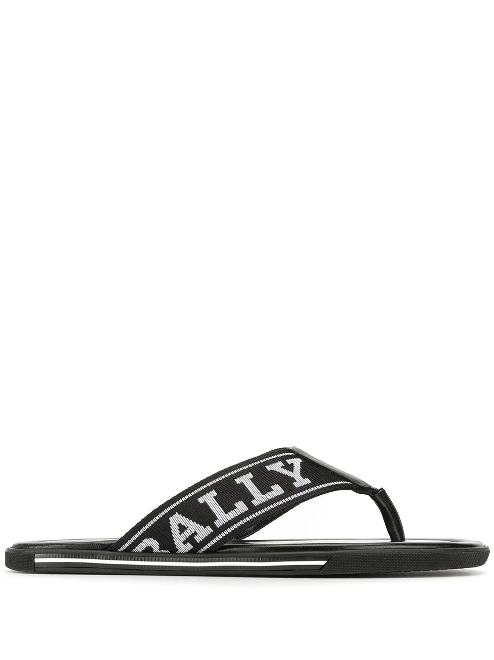 Bally Logo Strap Flip Flops In Black