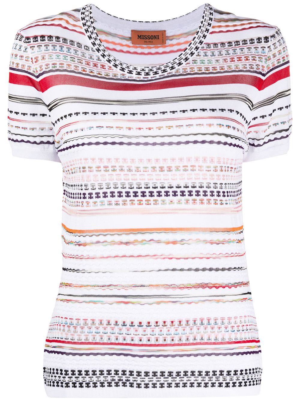 Missoni Round Neck Contrast Stripe Top In White