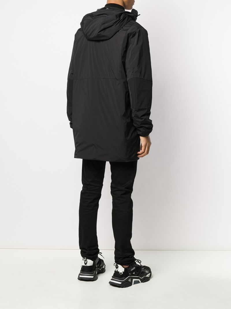 Shop Moncler Hooded Coat In Black