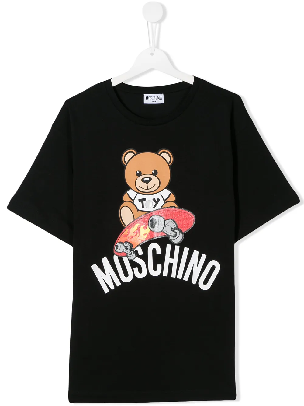 Moschino Teen Teddy Bear Logo T-shirt In Black