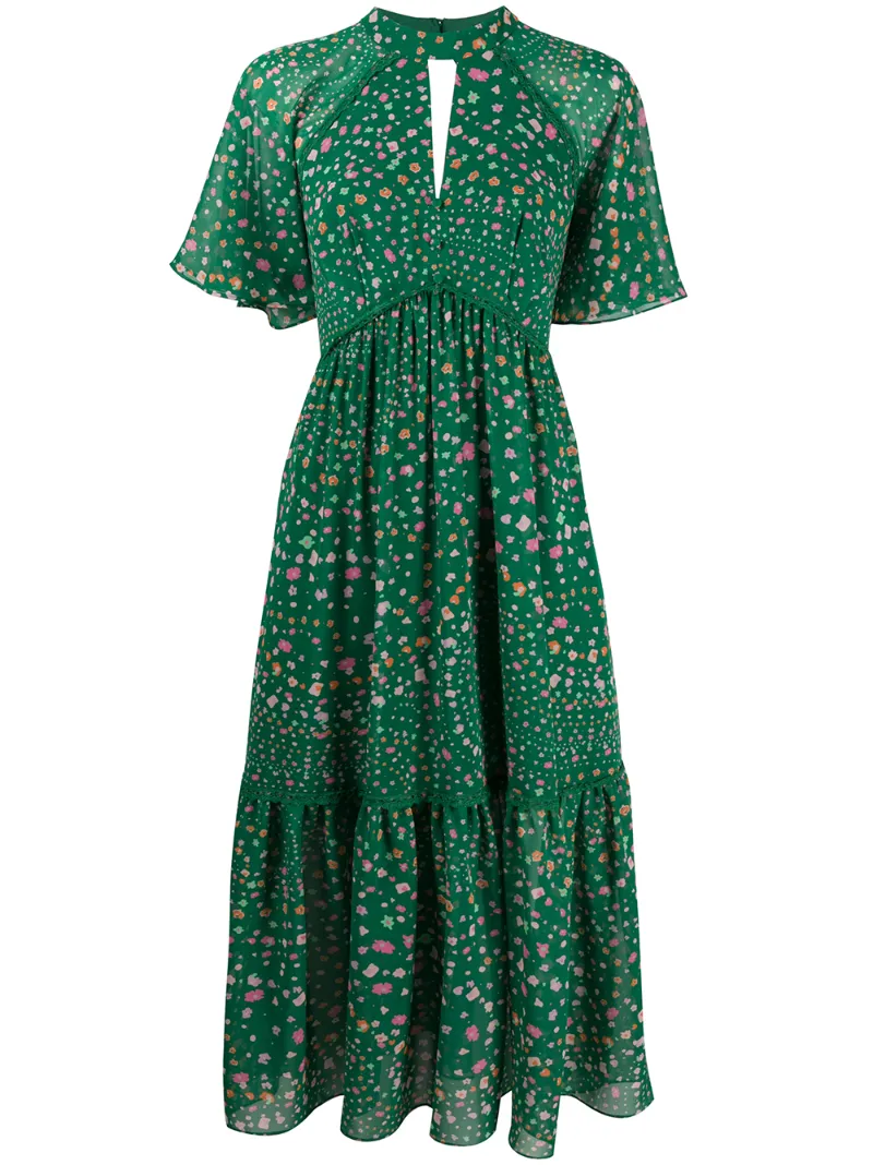 Three Floor Key-hole Neckline Constantine Dress In Green