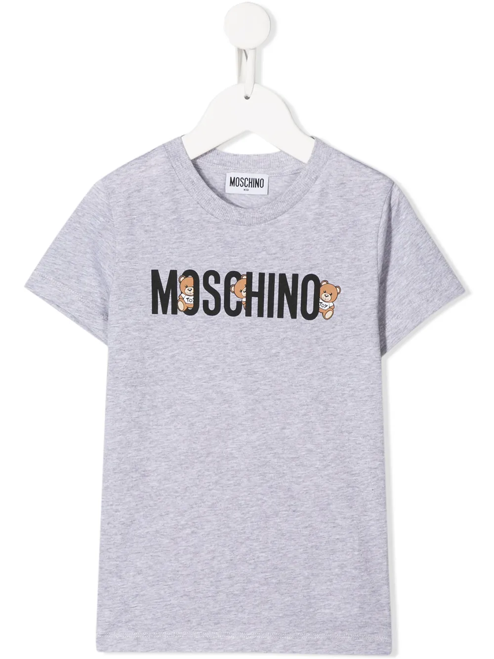 Moschino Kids' Teddy Logo Printed T-shirt In Grey