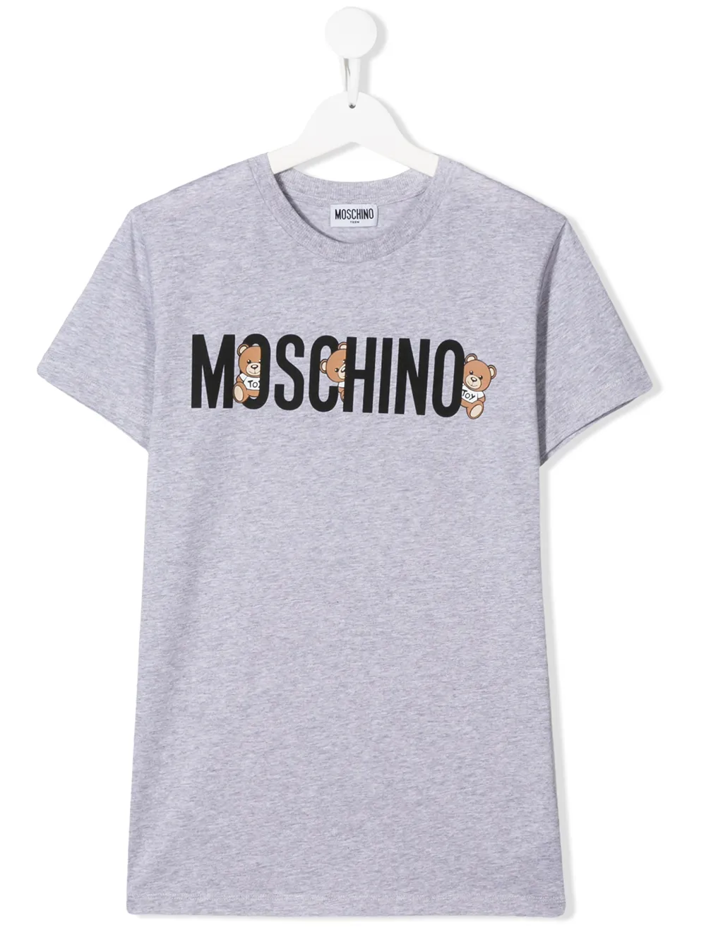 Moschino Teen Teddy Logo Printed T-shirt In Grey