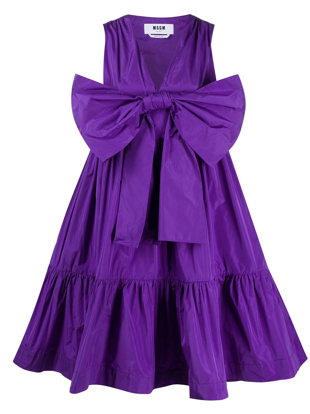 Msgm Bow-front Parachute Dress In Purple