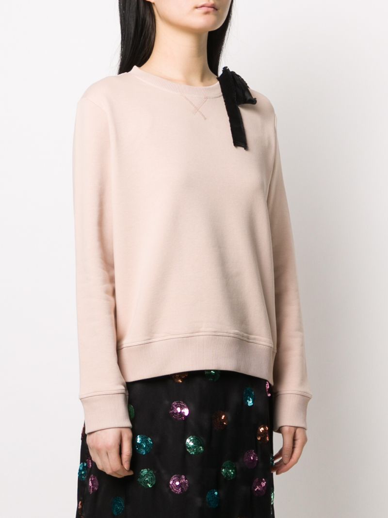 Shop Red Valentino Bow Detail Sweatshirt In Neutrals