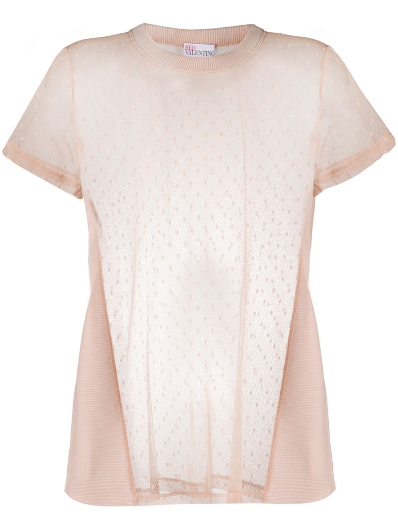 Red Valentino Mesh Panel T-shirt In Neutrals