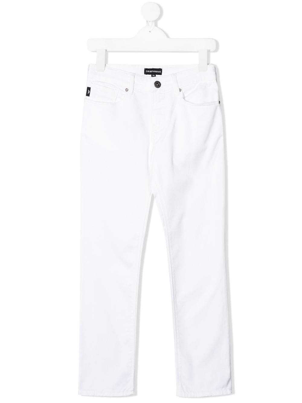 Shop Emporio Armani Straight Leg Jeans In White