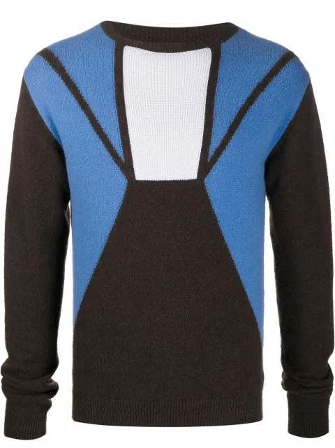 Rick Owens crew neck panelled jumper