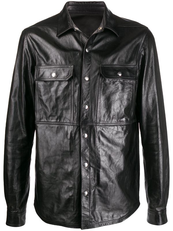 rick owens leather shirt